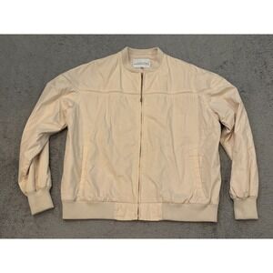 Vintage J.J. Cochran Jacket Womens 1X 46/48L Long Sleeve Full Zip Bomber Cream